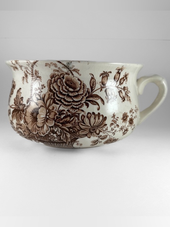 Royal Crownford Other - Royal Crownford Ironstone Charlotte Chamber Pot Brown Floral Transferware